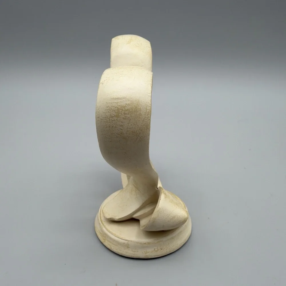 Wedding Cake Topper Wooden Double Heart Luster Tan Sculpture 4.5 inch tall